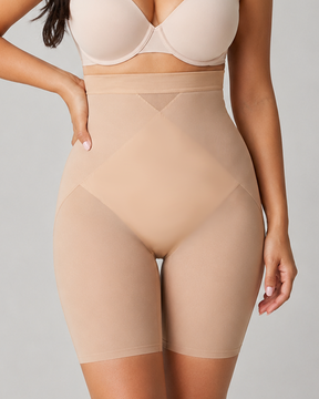 Shorts moldeadores de malla transpirable de cintura alta hasta medio muslo, faja moldeadora para realzar los glúteos para usar todo el día