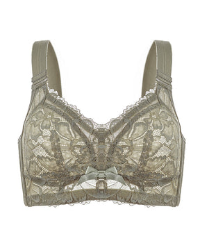 Bralette de cobertura total minimizador transpirable sin aros de encaje floral elegante