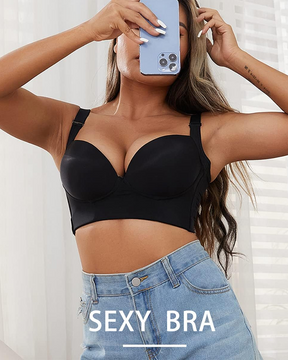 Copa profunda que oculta la grasa de la espalda, brasier de cobertura completa con fajas, brasier push-up para mujer