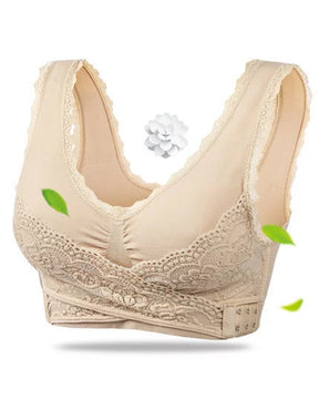 Brasier deportivo push-up con parte delantera cruzada y botones laterales