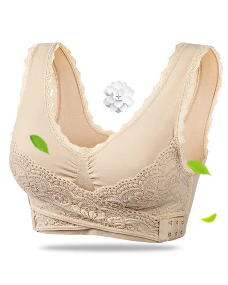 Brasier deportivo push-up con parte delantera cruzada y botones laterales