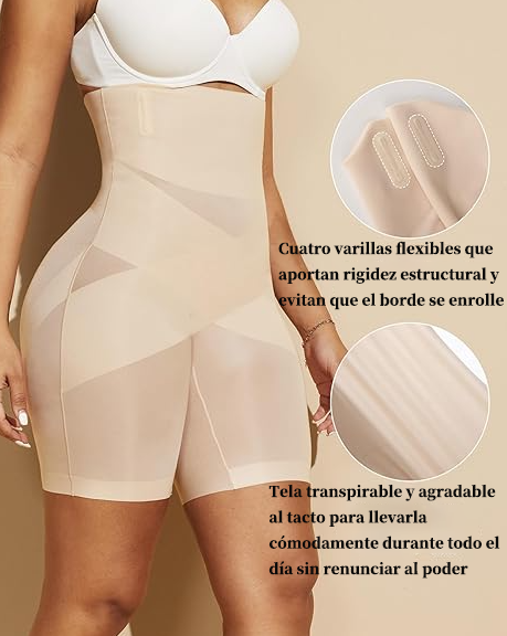 Shorts moldeadores de cintura alta sin costuras con efecto moldeador cruzado
