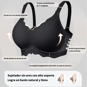 Sujetador de gelatina sin aros, sin costuras y con forma de abanico y copa completa