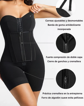 Faja moldeadora de compresión de 4 capas con 9 varillas de acero y tirantes desmontables para levantar el abdomen y las caderas (Preventa)