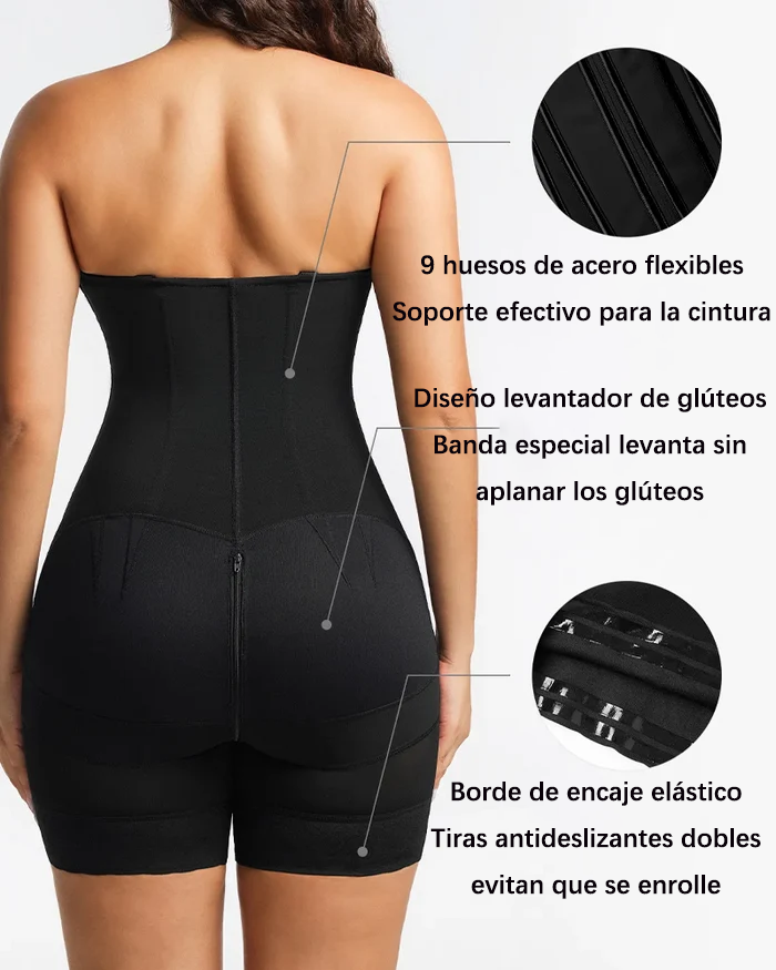 Faja moldeadora de compresión de 4 capas con 9 varillas de acero y tirantes desmontables para levantar el abdomen y las caderas (Preventa)
