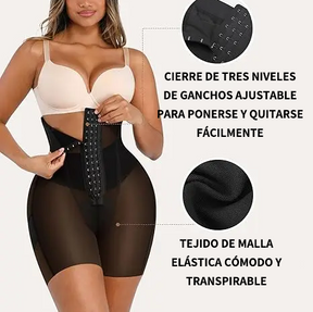 Shorts moldeadores de talle alto con múltiples botones diseñados para controlar el abdomen y levantar los glúteos