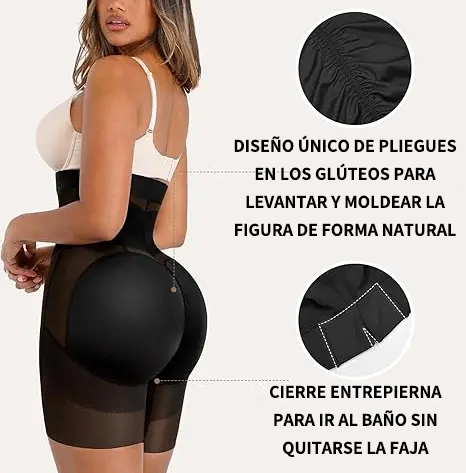 Shorts moldeadores de talle alto con múltiples botones diseñados para controlar el abdomen y levantar los glúteos