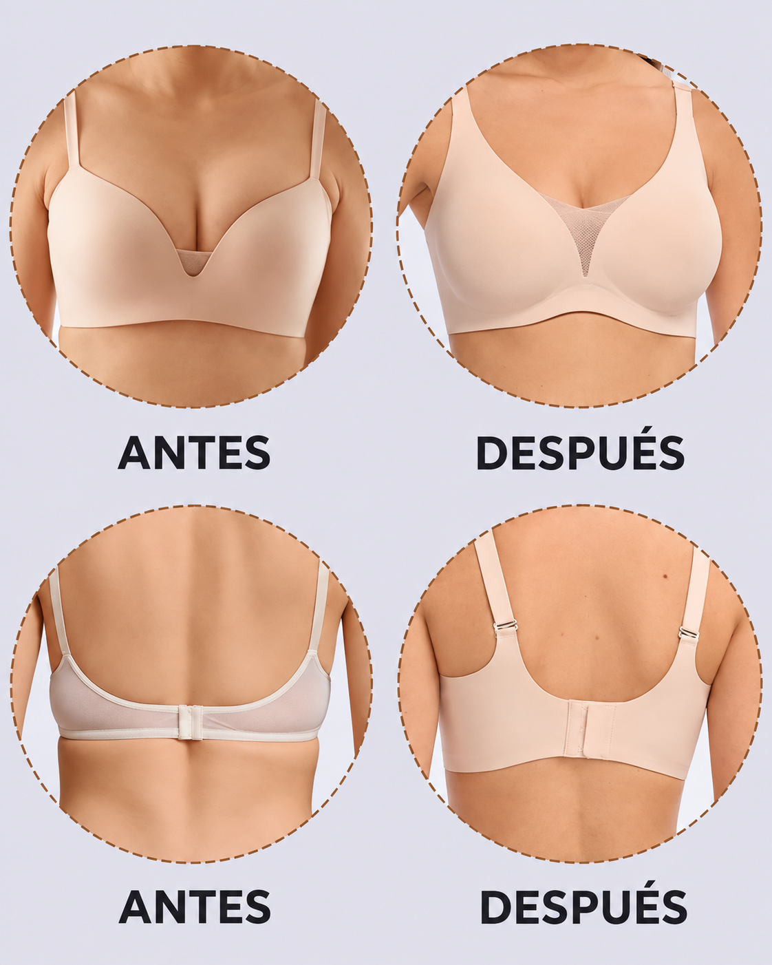 Brasier sin costuras con soporte suave en V profundo
