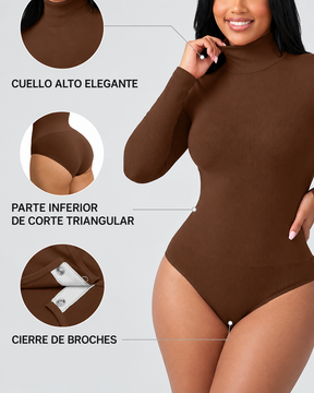 Body elástico de manga larga y cuello alto con control de abdomen (Preventa)