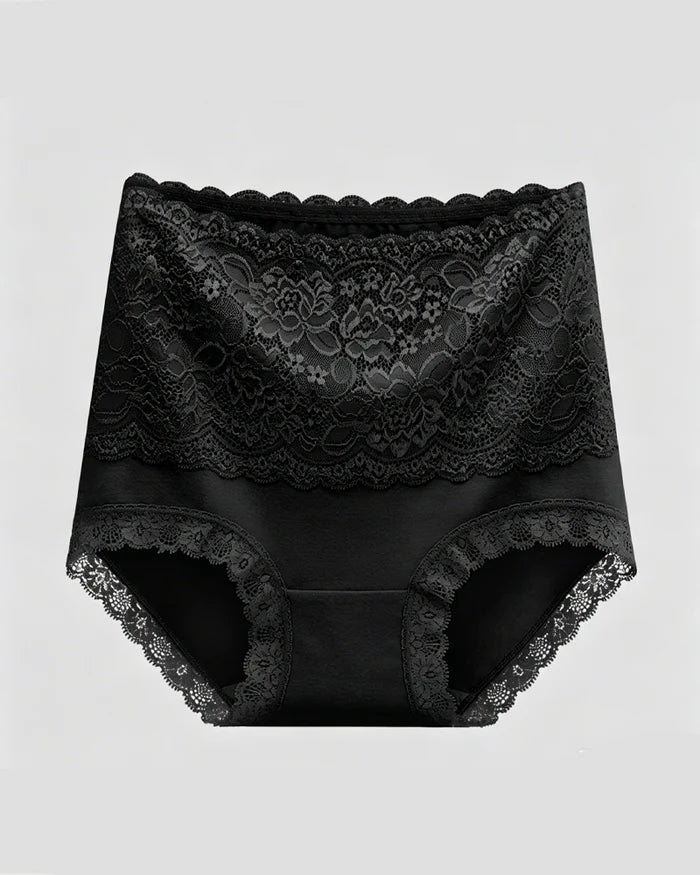 Braguitas de encaje de talle alto, control de abdomen y efecto lifting de glúteos con entrepierna de algodón.