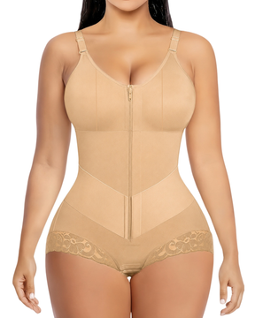 Body tipo faja con cremallera frontal y control de abdomen.