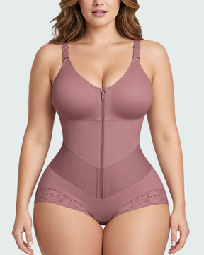 Body tipo faja con cremallera frontal y control de abdomen.