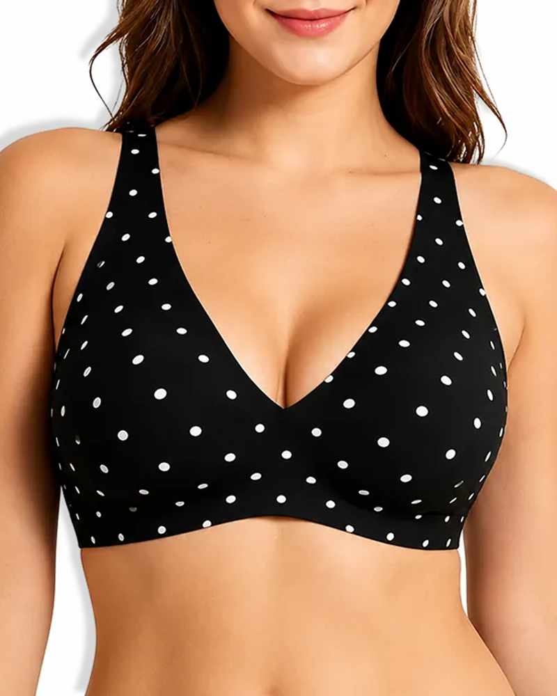 Brasier de gelatina con cuello en V, sin costuras, sin aros y con estampado de leopardo