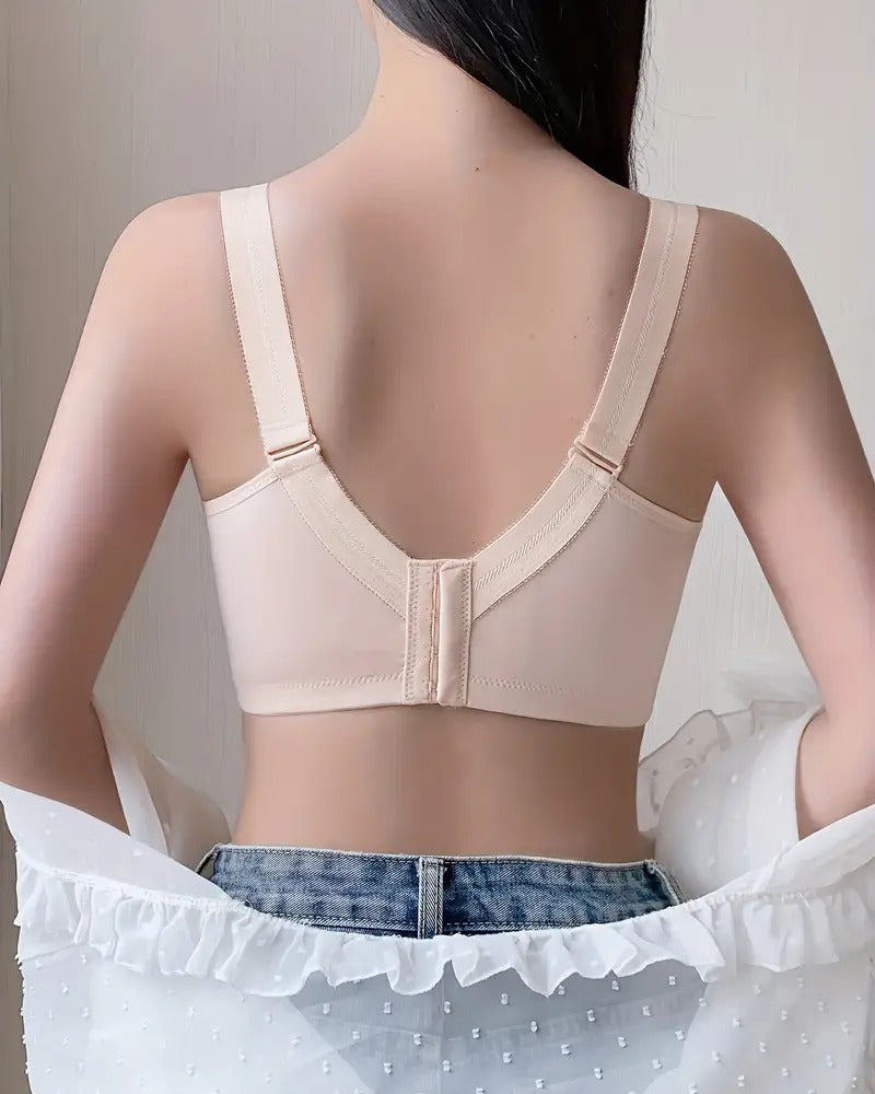 Bralette de cobertura total minimizador transpirable sin aros de encaje floral elegante