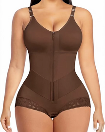 Body tipo faja con cremallera frontal y control de abdomen.