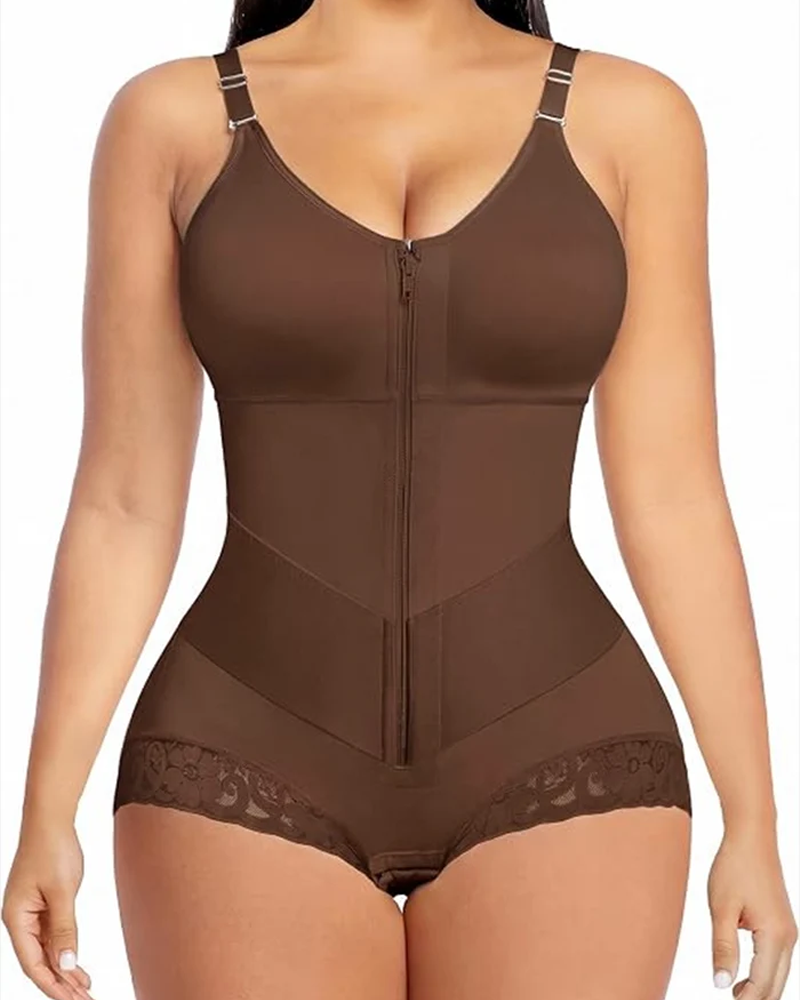 Body tipo faja con cremallera frontal y control de abdomen.