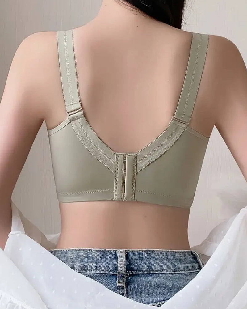 Bralette de cobertura total minimizador transpirable sin aros de encaje floral elegante