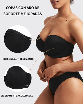 Sujetador convertible de tallas grandes con aros y copas acolchadas ligeras para mayor comodidad