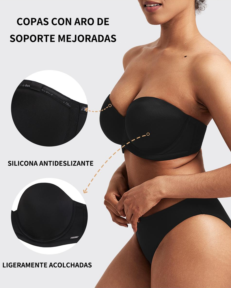 Sujetador convertible de tallas grandes con aros y copas acolchadas ligeras para mayor comodidad