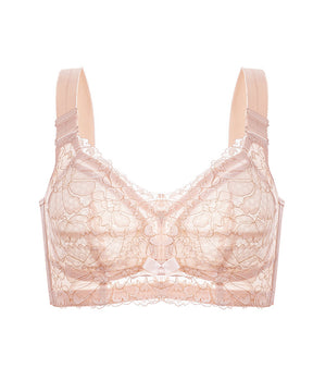 Bralette de cobertura total minimizador transpirable sin aros de encaje floral elegante