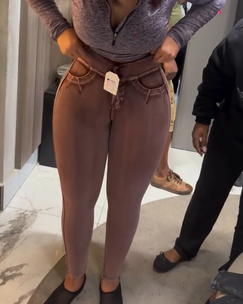 Jeans ajustados elásticos que levantan la cadera (Pre-venta)
