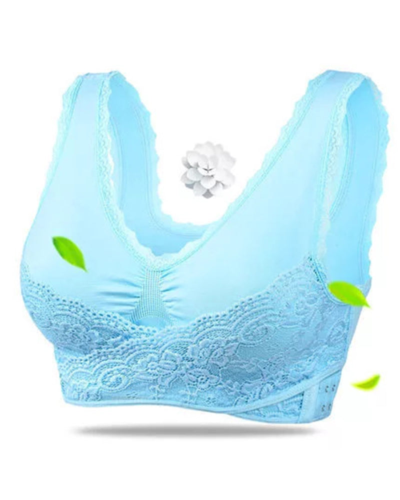 Brasier deportivo push-up con parte delantera cruzada y botones laterales