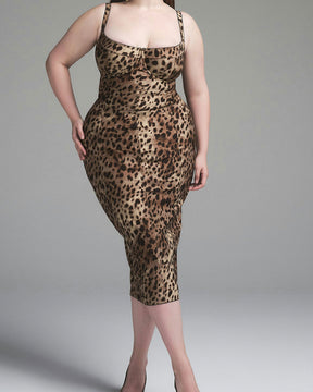 Vestido ajustado elástico con estampado de leopardo