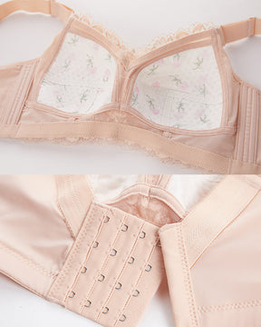Bralette de cobertura total minimizador transpirable sin aros de encaje floral elegante
