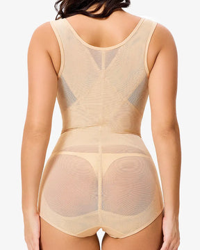 Body sexy de malla transparente que controla el abdomen