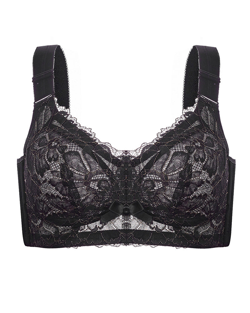 Bralette de cobertura total minimizador transpirable sin aros de encaje floral elegante