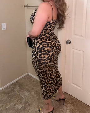 Vestido estampado sin espalda con escote en V, moderno y sexy