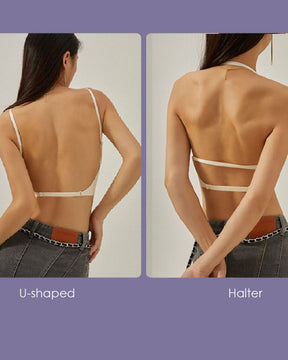 Brasier invisible con escote en V profundo y espalda baja abierta, push up, tirantes convertibles