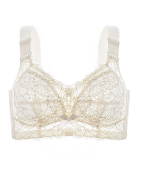 Bralette de cobertura total minimizador transpirable sin aros de encaje floral elegante