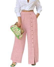 Pantalones casuales holgados de botonadura sencilla