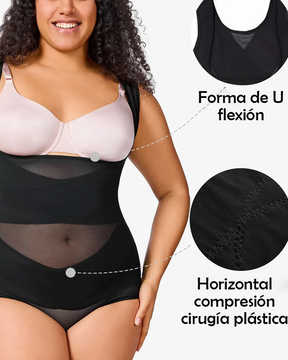 Body sexy de malla transparente que controla el abdomen