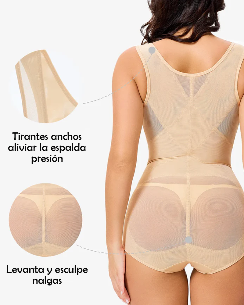 Body sexy de malla transparente que controla el abdomen