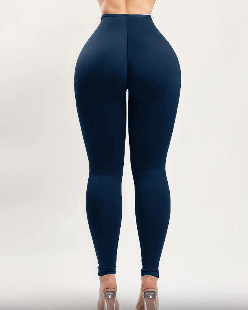 Pantalones adelgazantes con levantamiento de glúteos y cintura alta con control de barriga