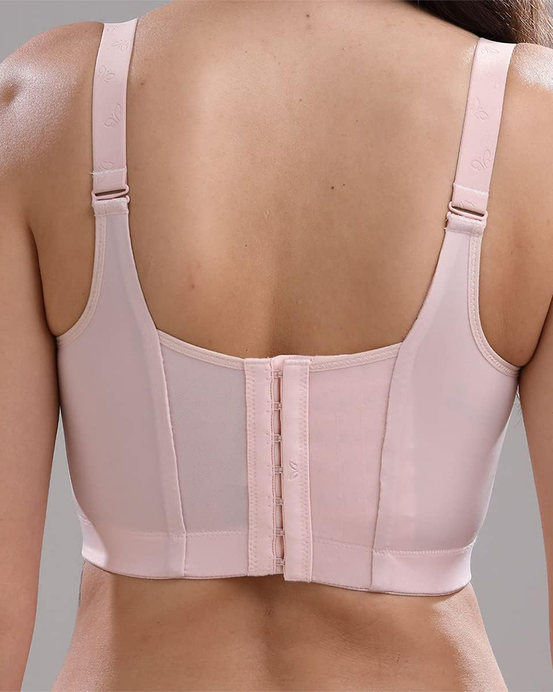 Copa profunda que oculta la grasa de la espalda, brasier de cobertura completa con fajas, brasier push-up para mujer