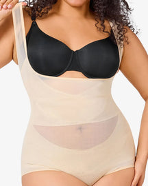 Body sexy de malla transparente que controla el abdomen