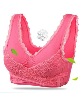 Brasier deportivo push-up con parte delantera cruzada y botones laterales