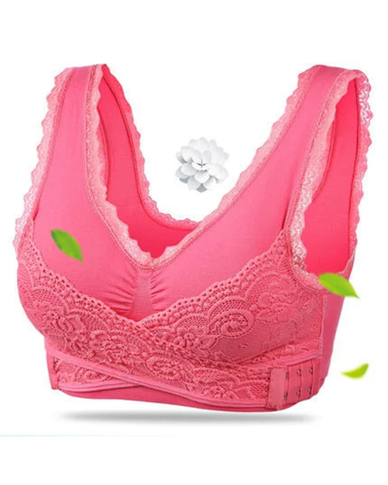 Brasier deportivo push-up con parte delantera cruzada y botones laterales