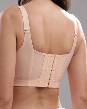 Copa profunda que oculta la grasa de la espalda, brasier de cobertura completa con fajas, brasier push-up para mujer