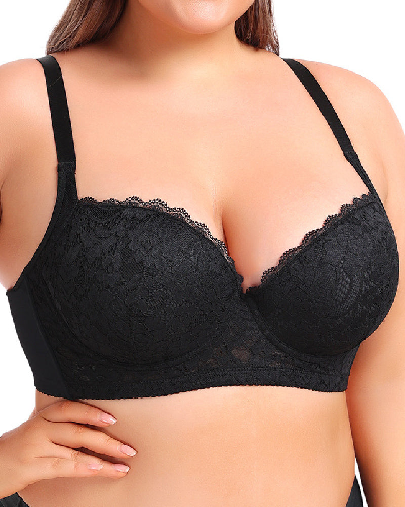 Brasier de ropa interior fina y sexy con encaje de ajuste de talla grande para mujer