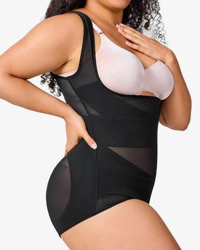 Body sexy de malla transparente que controla el abdomen