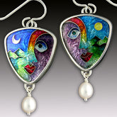 Nuevos y creativos pendientes colgantes con caras de colores hermosos y abstractos