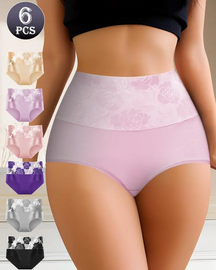 Braguitas de algodón de talle alto con estampado floral, de alta elasticidad, que controlan el abdomen y realzan los glúteos.