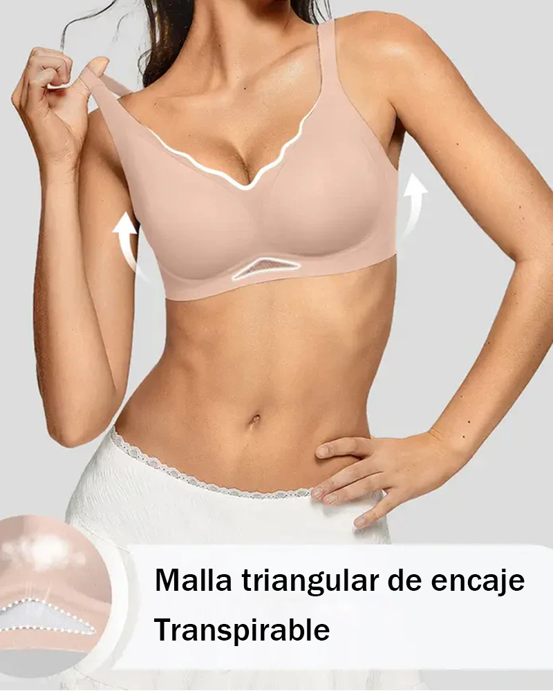 Brasier push-up con forma de abanico, sin aros, con soporte suave y antiflacidez