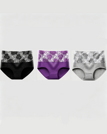Braguitas de algodón de talle alto con estampado floral, de alta elasticidad, que controlan el abdomen y realzan los glúteos.