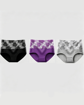 Braguitas de algodón de talle alto con estampado floral, de alta elasticidad, que controlan el abdomen y realzan los glúteos.