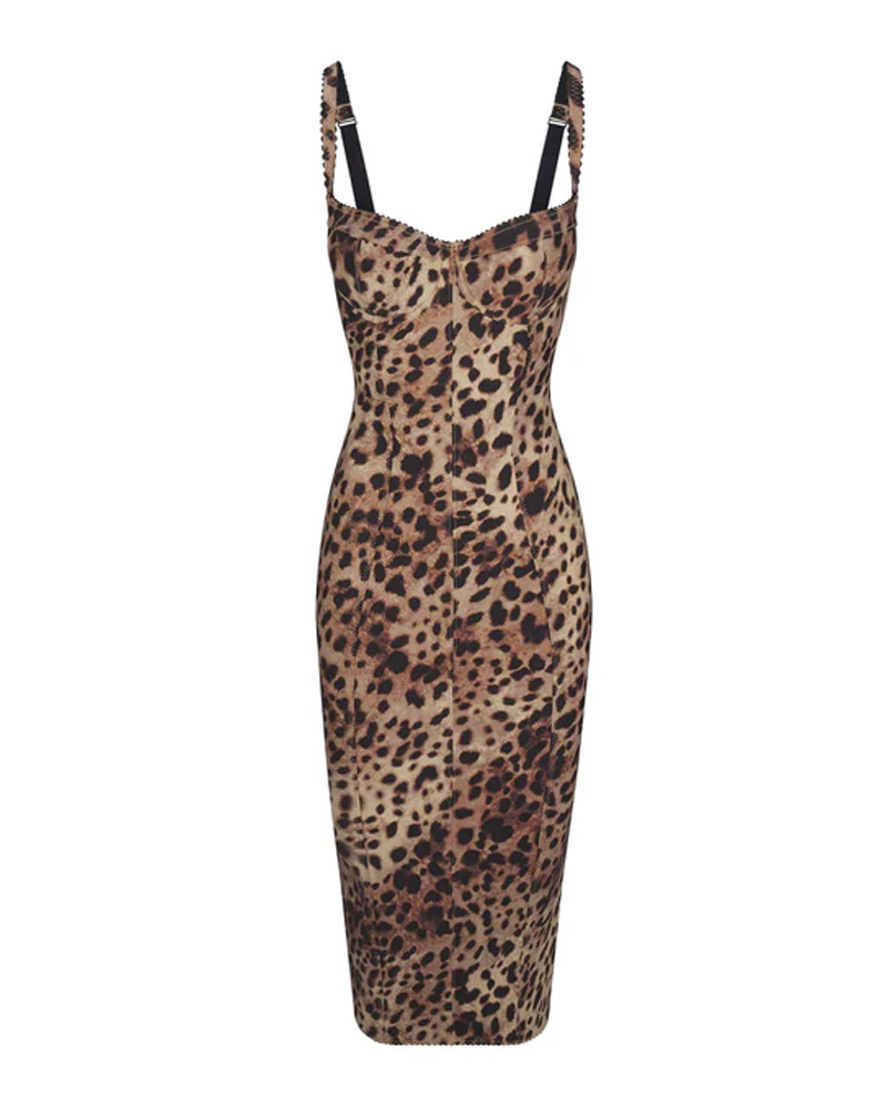 Vestido ajustado elástico con estampado de leopardo